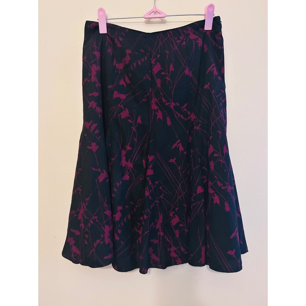 Tailor A-Line Skirt Women M Black Magenta Excellent Floral Lined Structured